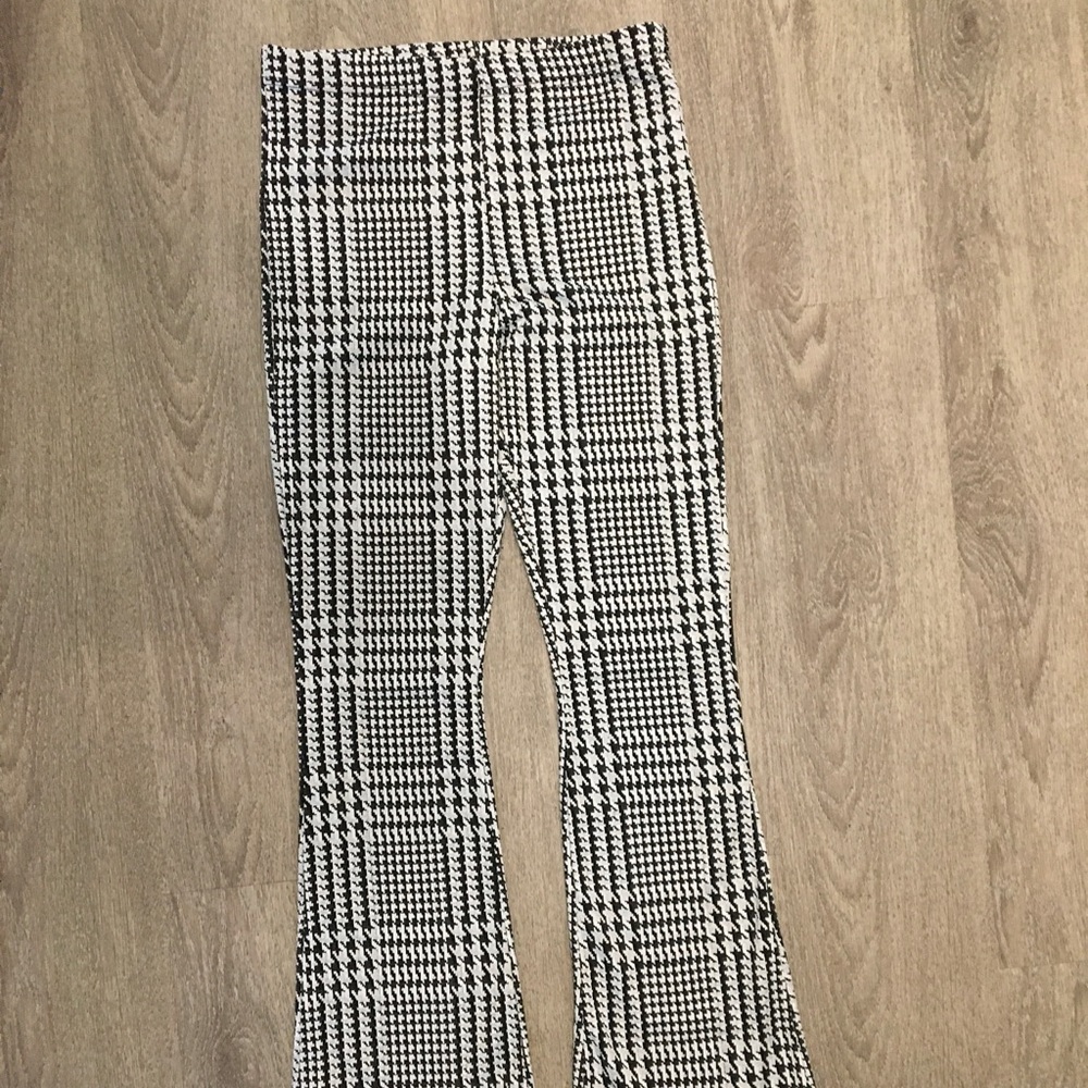 Topshop Plaid Polyester Flair Pants